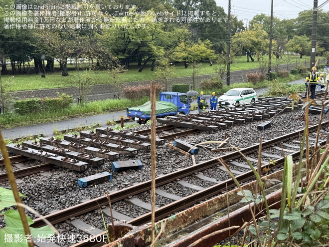 【JR東】長浦駅姉ケ崎方で折り返し設備仮設とみられる工事が進む（1枚目）