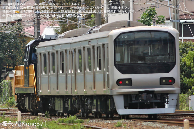 【JR九】307系T-2編成が無塗装で小倉総合車両センター出場を陣原～折尾間で撮影した写真