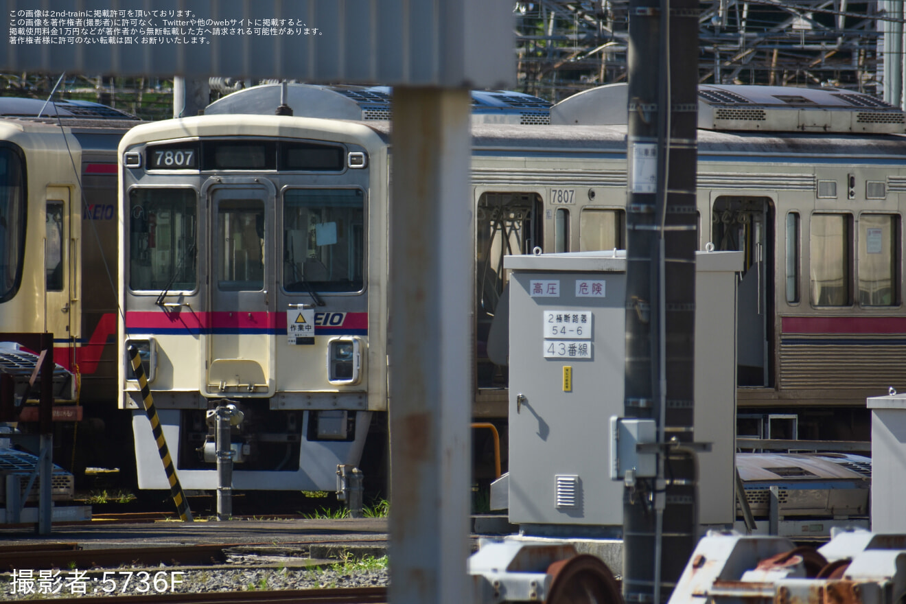 【京王】7000系7807Fの側面方向幕が撤去の拡大写真