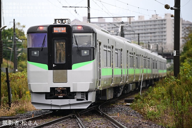 【JR北】739系3000番台3101+3201編成が札幌運転所構内で試走（2枚目）