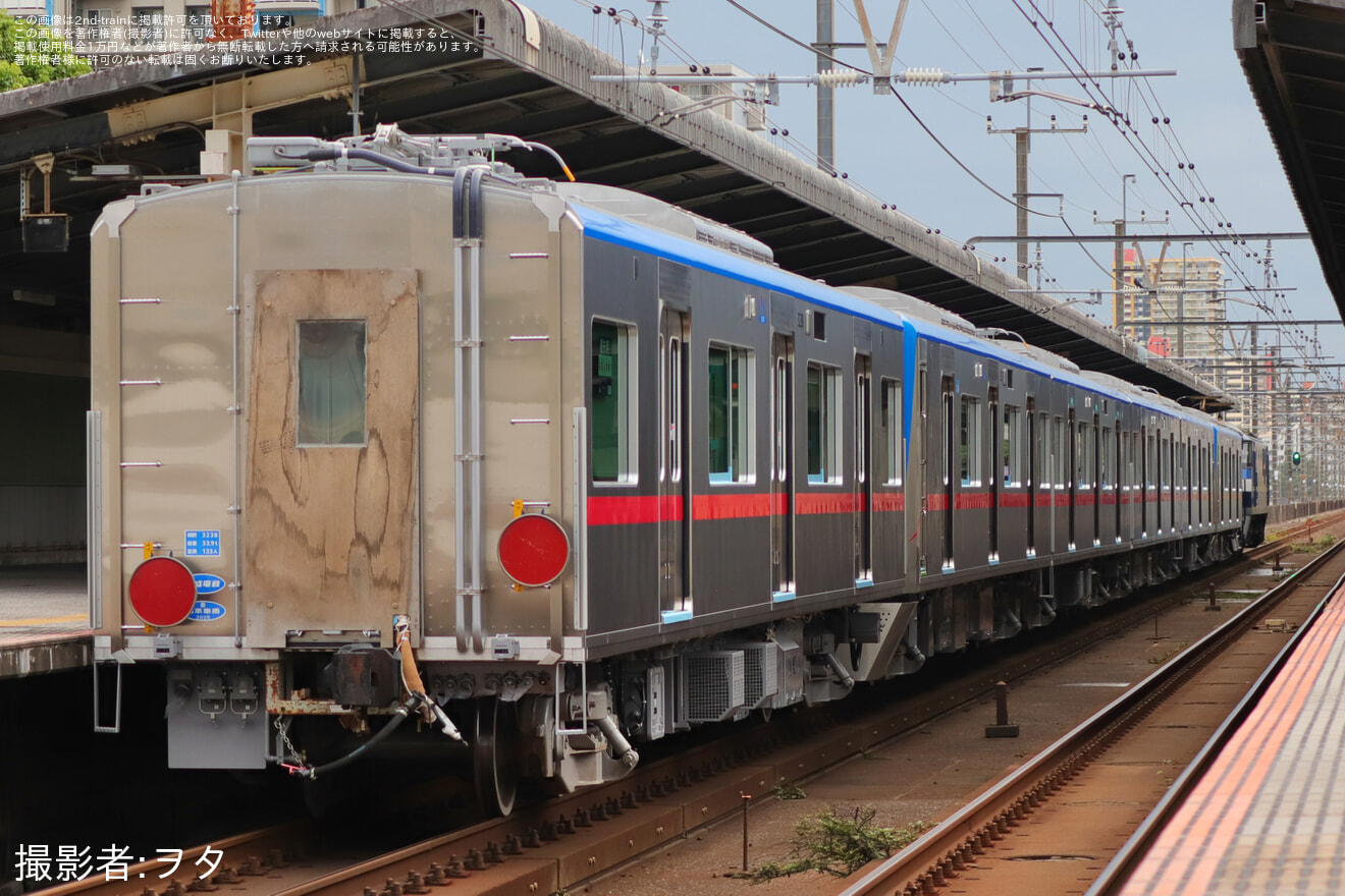 【京成】3200形3237-3238+3236編成が日本車輌製造を出場し甲種輸送の拡大写真