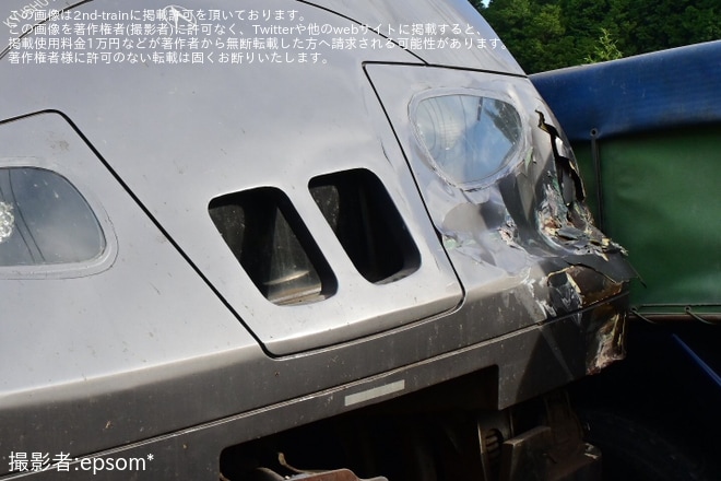 【JR九】787系Bo108編成が北俣駅構内の踏切でダンプカーと衝突（2枚目）