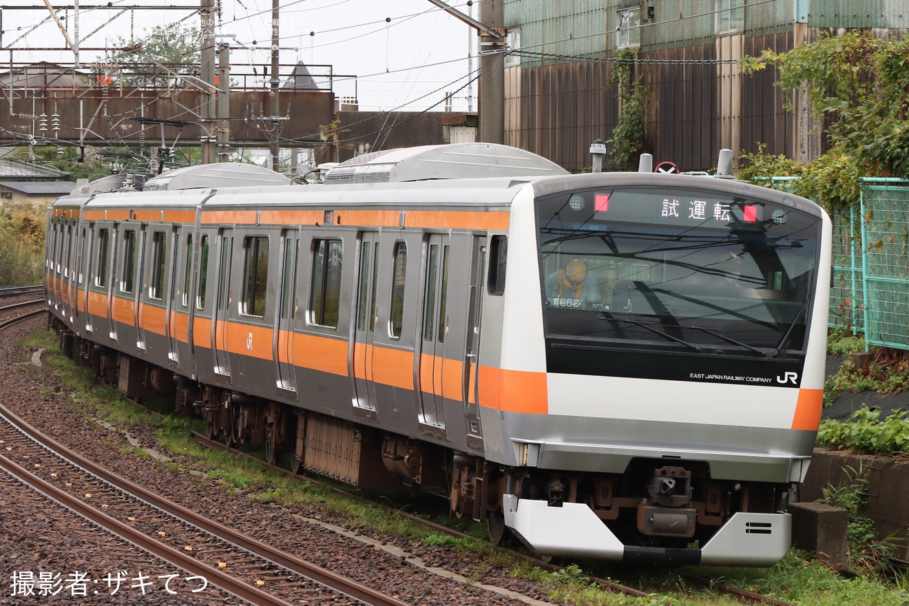 【JR東】E233系青662編成が秋田総合車両ベースで構内試運転の拡大写真