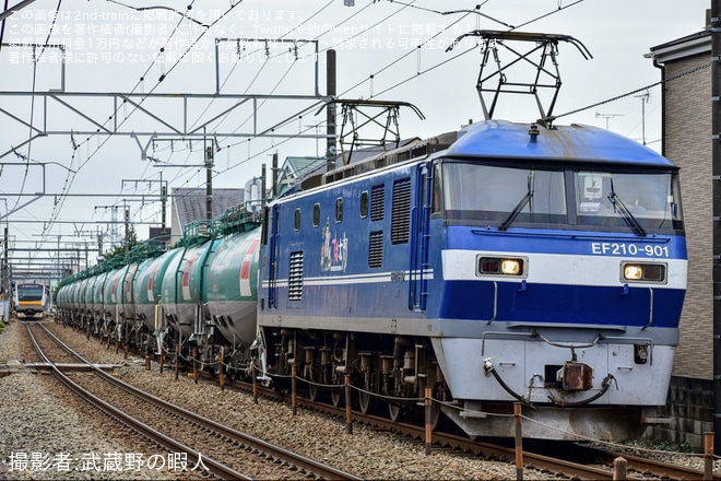 【JR貨】EF210-901が新鶴見機関区運用を代走し八王子行き石油輸送列車を牽引（1枚目）