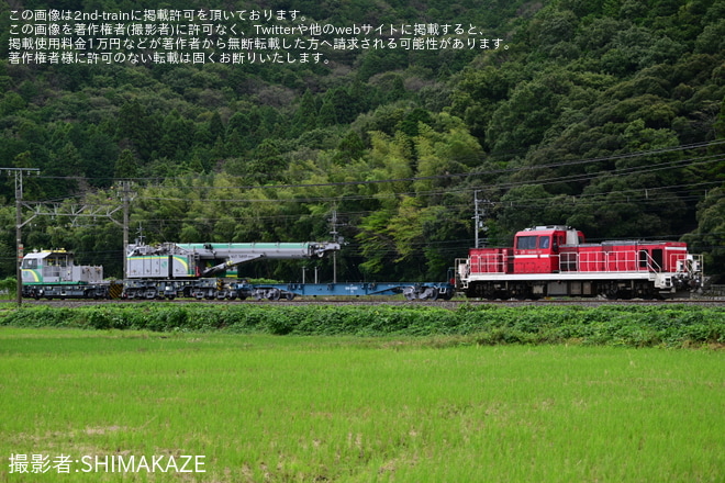 【JR貨】鉄道クレーン車KRC810N-2が膳所へ甲種輸送を能登川～安士間で撮影した写真