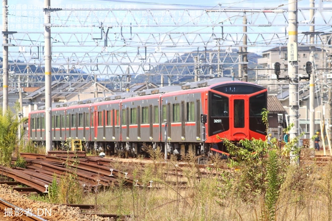 【阪神】新型3000系3201Fが山陽電鉄線へ初入線し飾磨車庫へを不明で撮影した写真