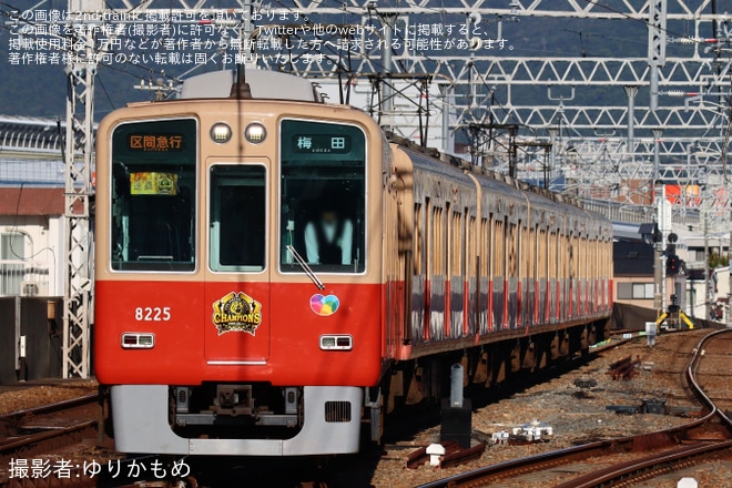 【阪神】8000系8225F「阪神タイガース JERA セ・リーグ 2026優勝記念ラッピングトレイン」運行開始（1枚目）