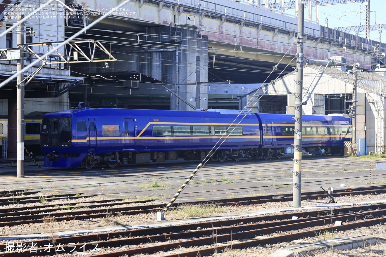 【JR東】253系OM-N01編成(新エクステリア塗装)が出場線で通電留置の拡大写真