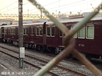 【阪急】8008Fの中間車C#8608・C#8788が正雀車庫31番線に2両で留置