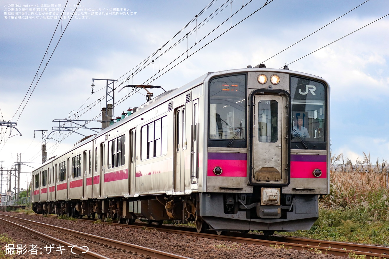 【JR東】701系N7編成が臨時快速「大館きりたんぽ号」に充当の拡大写真