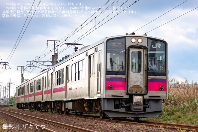 【JR東】701系N7編成が臨時快速「大館きりたんぽ号」に充当（1枚目）