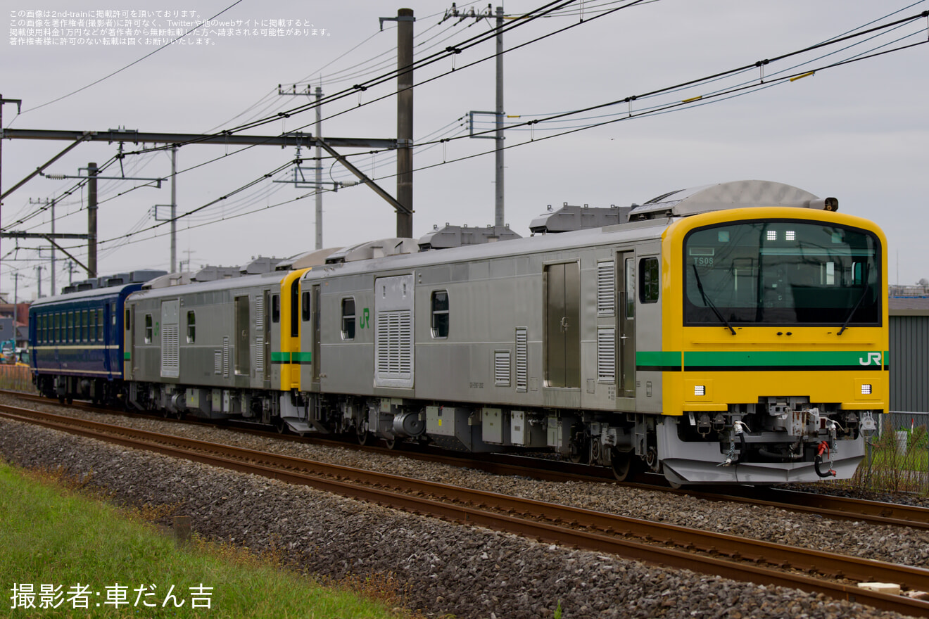 【JR東】GV-E197系TS08編成とスハフ12 162が大宮総合車両ベースへ回送の拡大写真