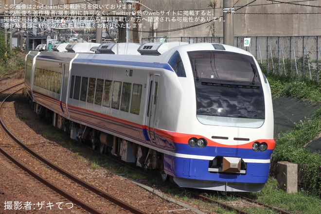 【JR東】E653系H-201編成が秋田総合車両ベースを出場し本線試運転（3枚目）