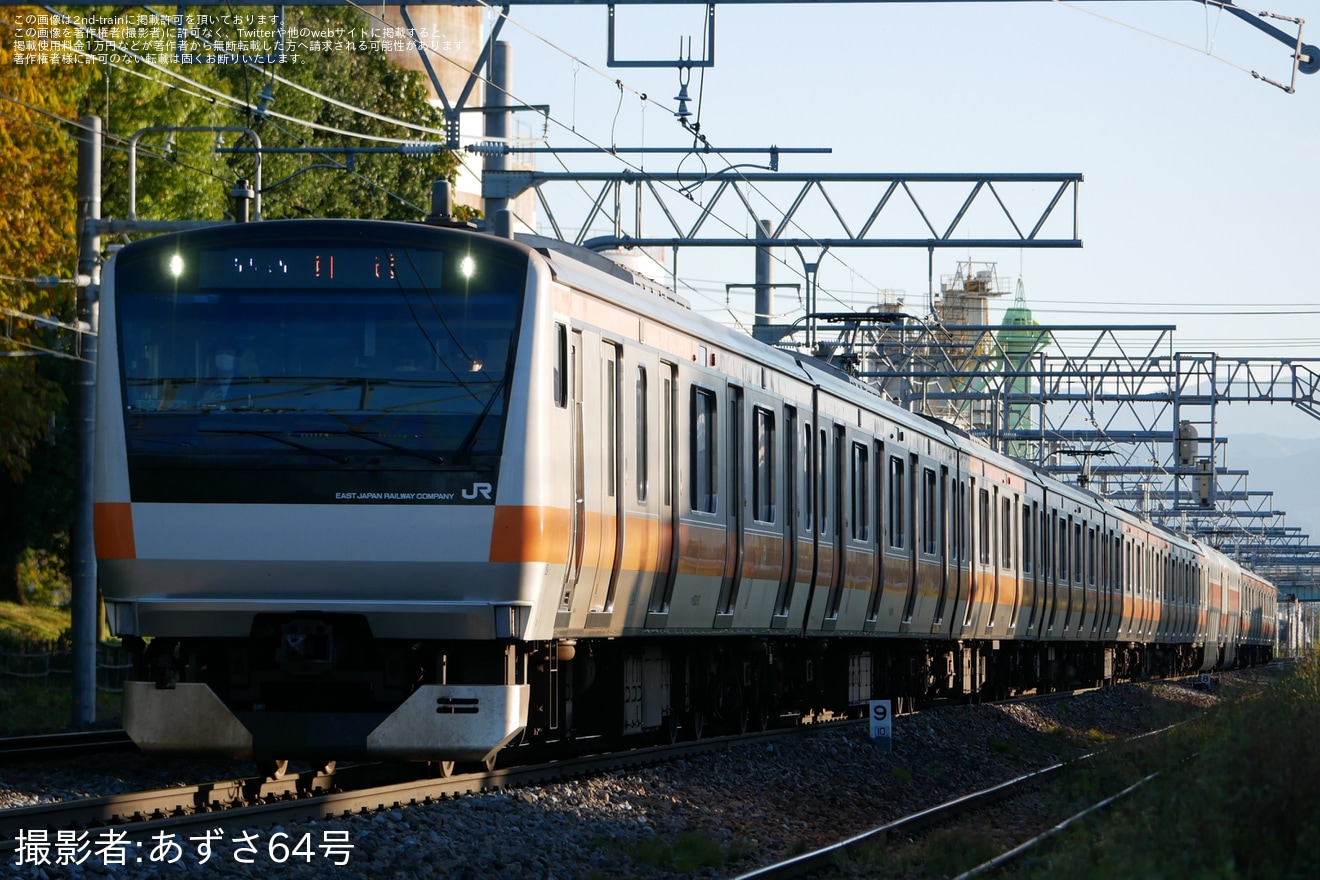 【JR東】E233系T27編成が長野総合車両ベースへ入場回送の拡大写真