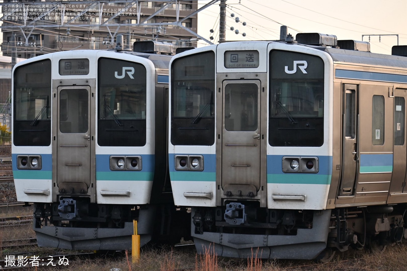 【JR東】211系ナノN602・N604・N605編成が長野総合車両ベースの工場側へ移動の拡大写真