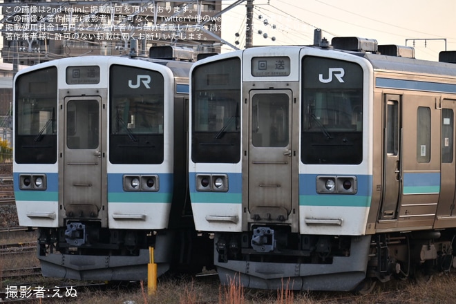 【JR東】211系ナノN602・N604・N605編成が長野総合車両ベースの工場側へ移動 - 長野総合車両ベース付近にて撮影