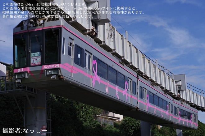 【湘モノ】5613編成「ピンクリボン号」に運行10周年記念ヘッドマークを取り付け（2枚目）