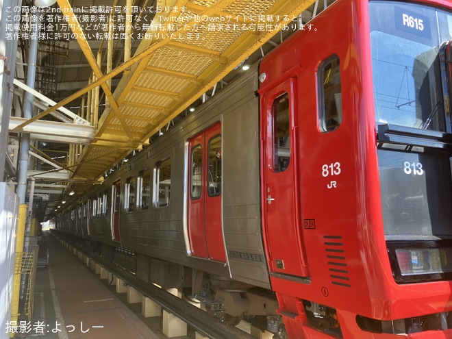 【JR九】813系RM615編成がワンマン・ATO対応改造と「赤坊主」化（3枚目）