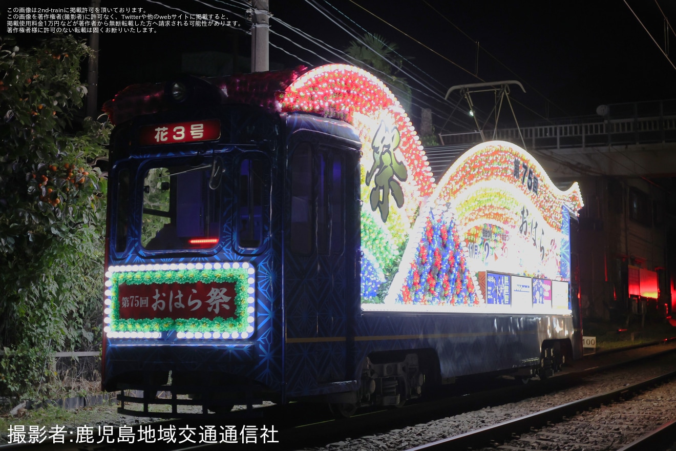 【鹿市交】花電車「花3号」がおはら祭に合わせて運行開始の拡大写真