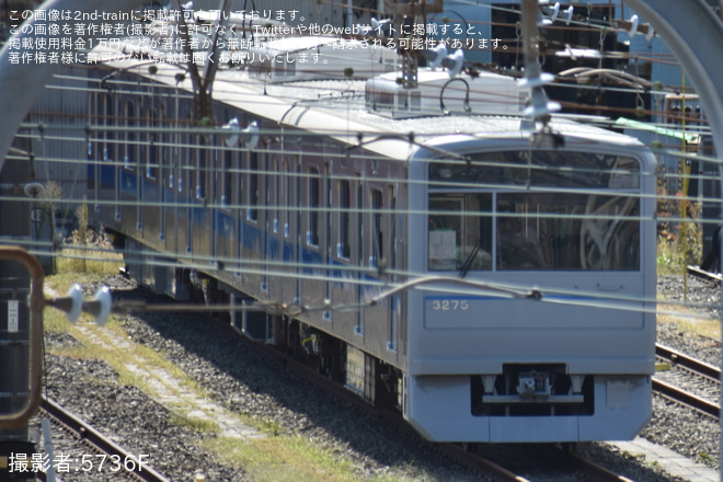 【小田急】3000形3275×6の新宿方3両がリニューアル工事中の姿で確認 - 大野総合車両所付近にて撮影