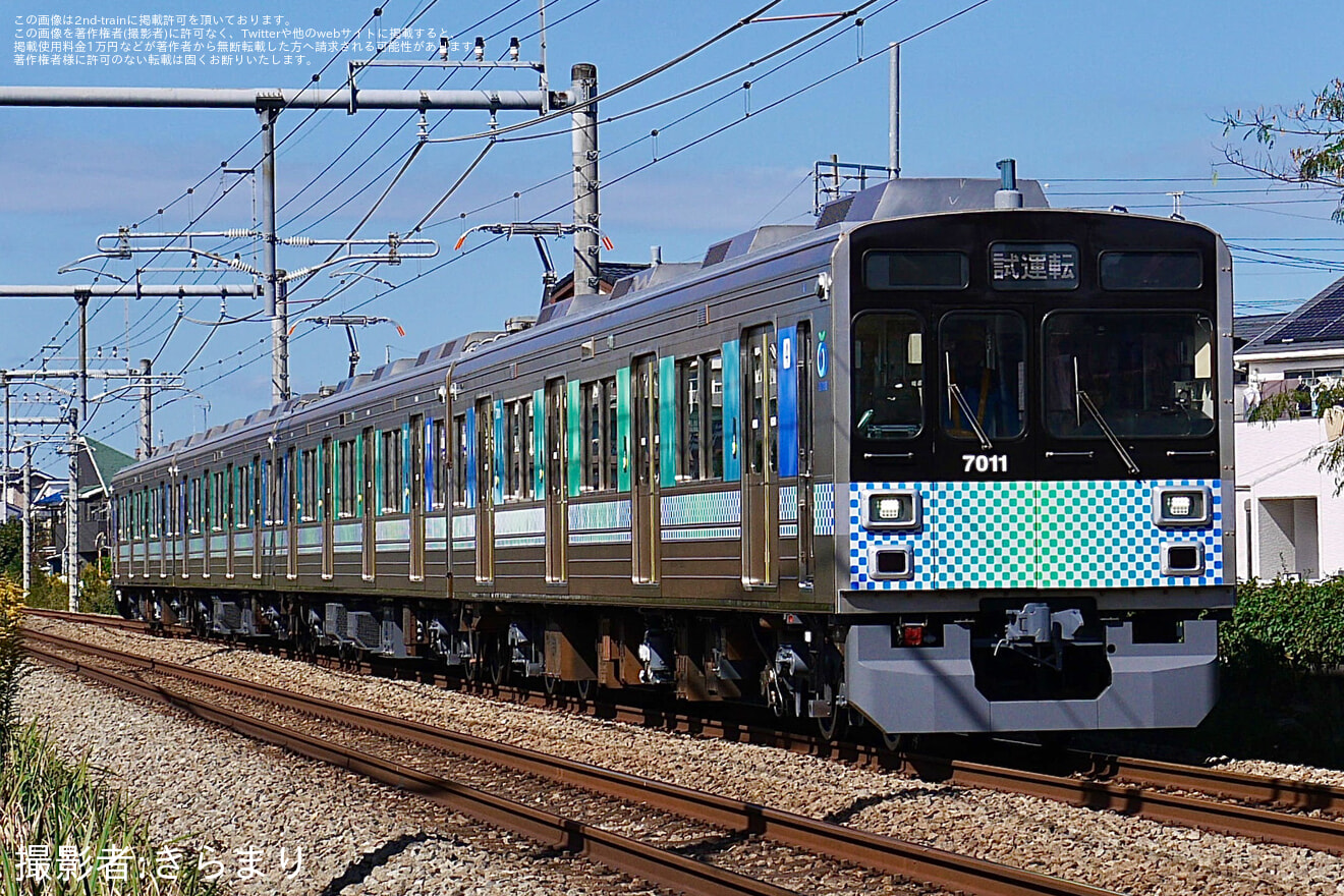 【西武】7000系7111F(元東急9000系9012F) 武蔵丘車両検修場出場試運転の拡大写真