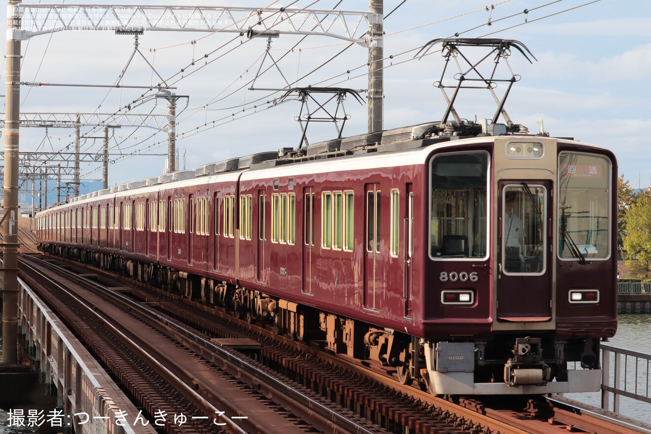 【阪急】神戸線系統で6000系6026Fと8000系8006Fを使用した乗務員訓練の拡大写真