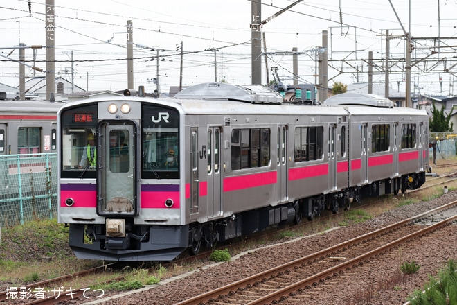 【JR東】701系N30編成が秋田総合車両ベースを出場し本線試運転（1枚目）