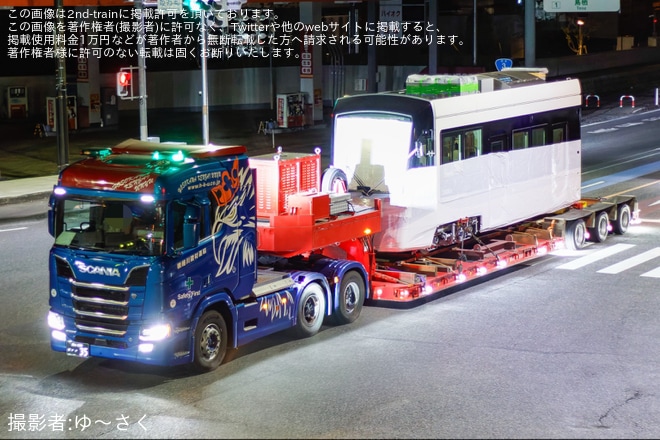 【熊本市営】2400形2406号が新製陸送され上熊本車両工場へ搬入（3枚目）