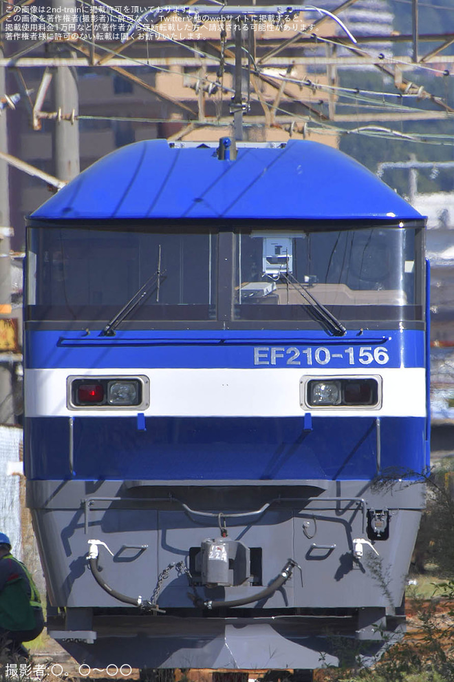 【JR貨】EF210-156が新塗装化され広島車両所で構内試運転（4枚目）